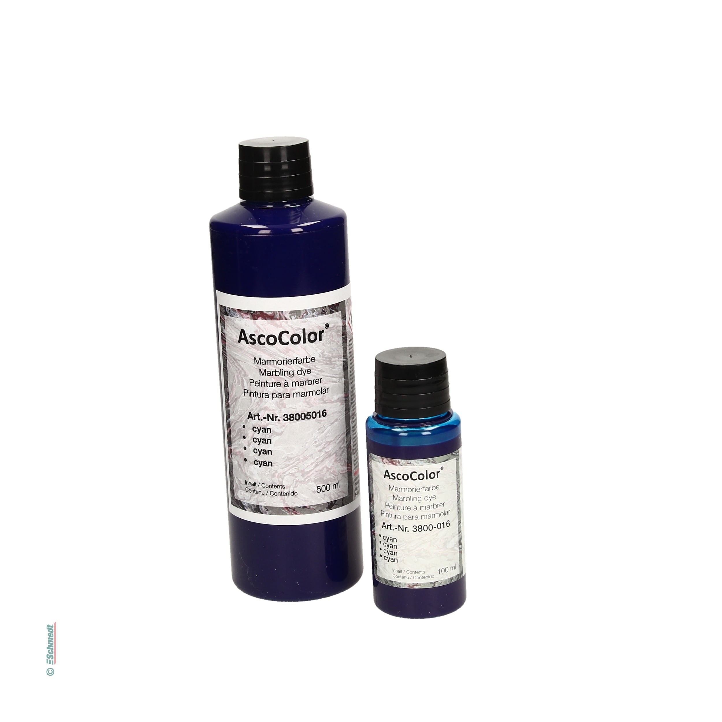 AscoColor® Marmorierfarbe - Farbe cyanblau - Gebindegröße Flasche / 500 ml - zur Herstellung marmorierter Papiere... - Bild-1