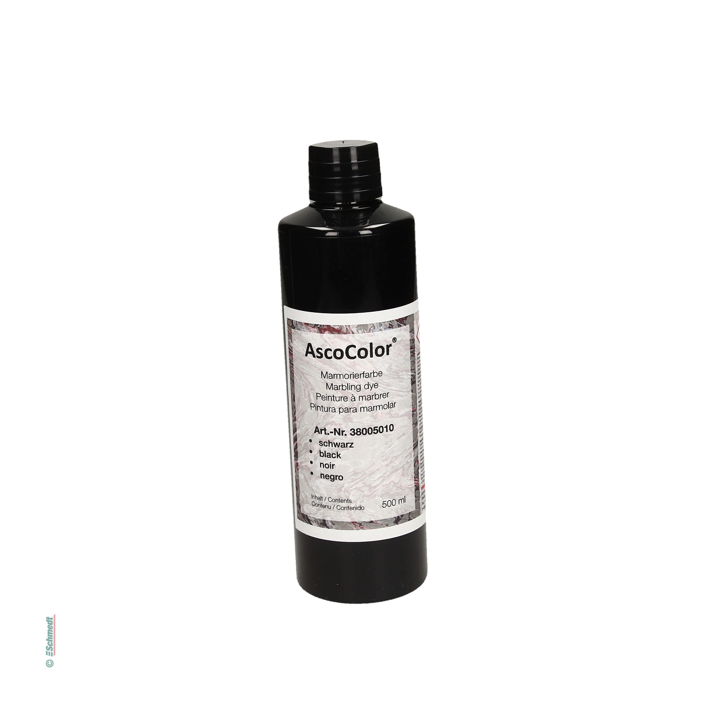 AscoColor® Marmorierfarbe - Farbe schwarz - Gebindegröße Flasche / 500 ml - zur Herstellung marmorierter Papiere... - Bild-1