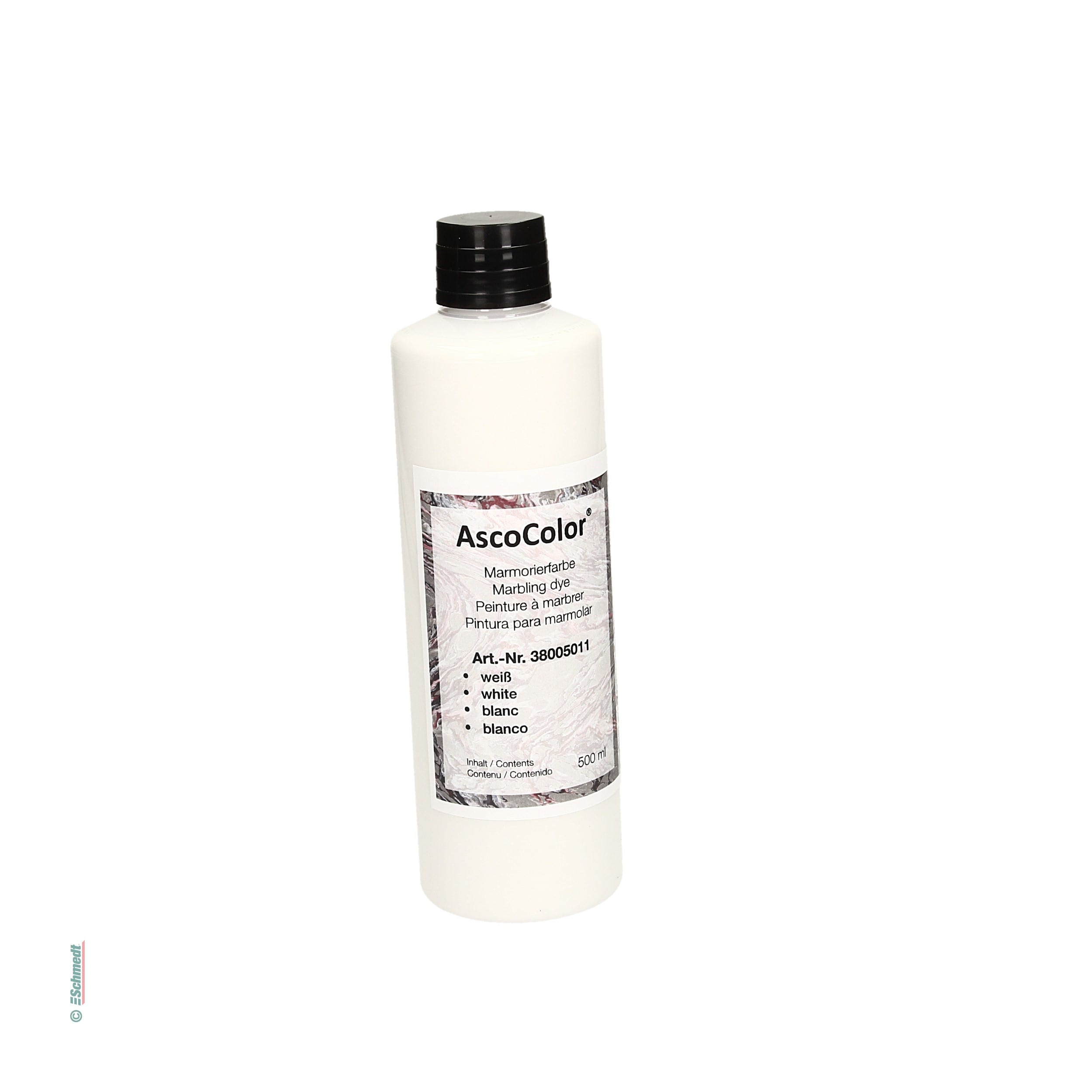 AscoColor® Marmorierfarbe - Farbe weiß - Gebindegröße Flasche / 500 ml - zur Herstellung marmorierter Papiere... - Bild-1