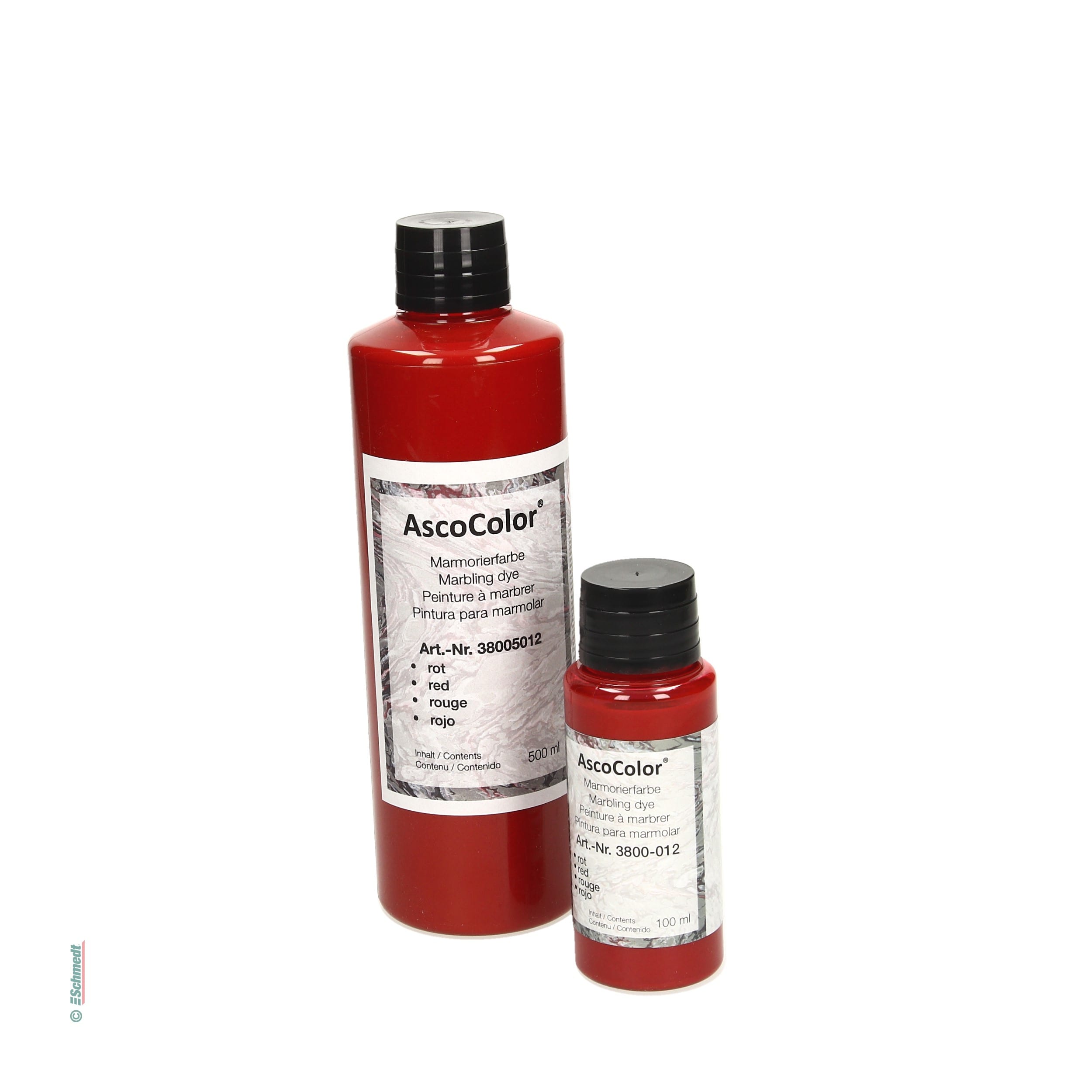 AscoColor® Marmorierfarbe - Farbe rot - Gebindegröße Flasche / 500 ml - zur Herstellung marmorierter Papiere... - Bild-1