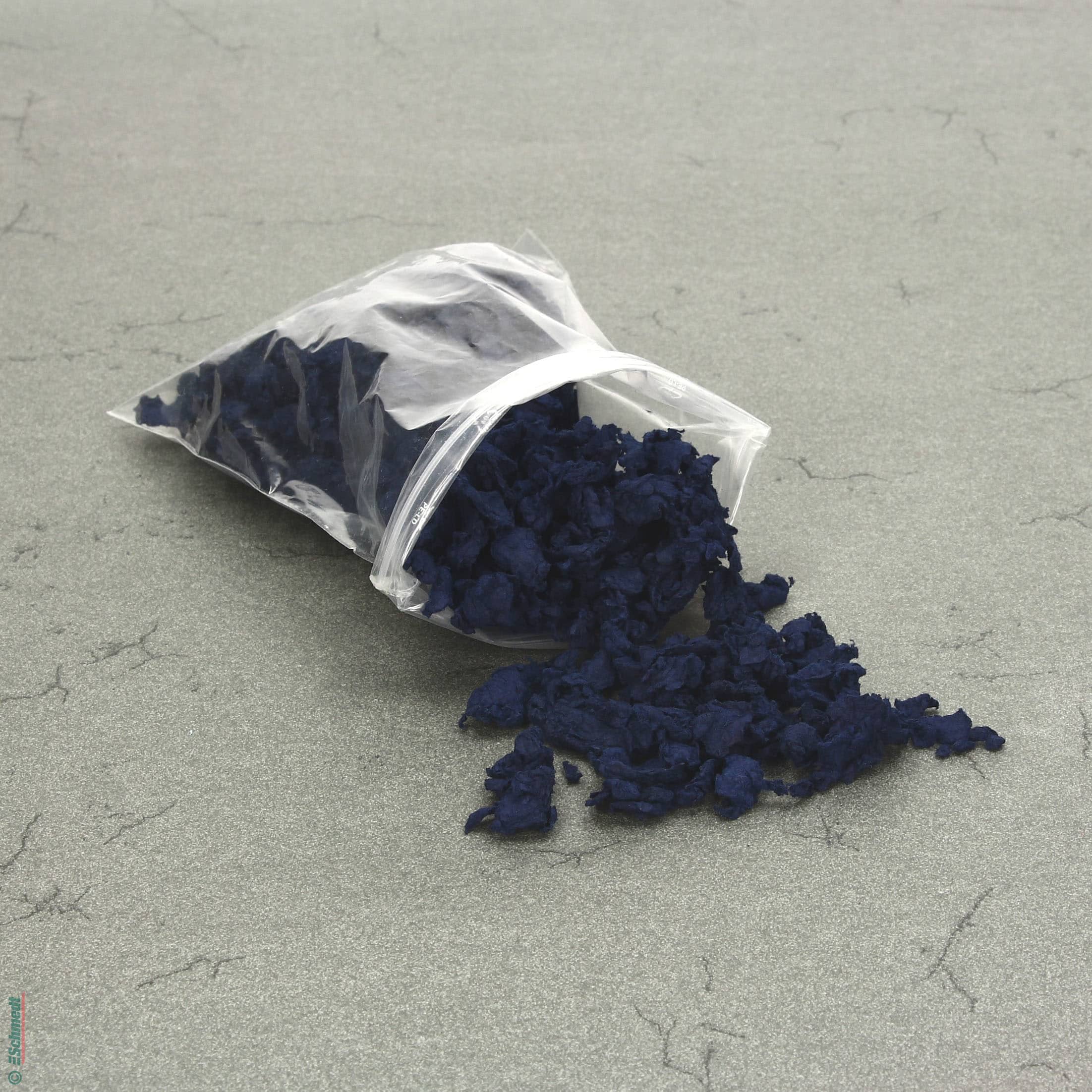 Papierfasern aus reiner Baumwolle - Farbe 010 - dunkelblau - zur Herstellung von Faserbrei bei der Papierrestaurierung...