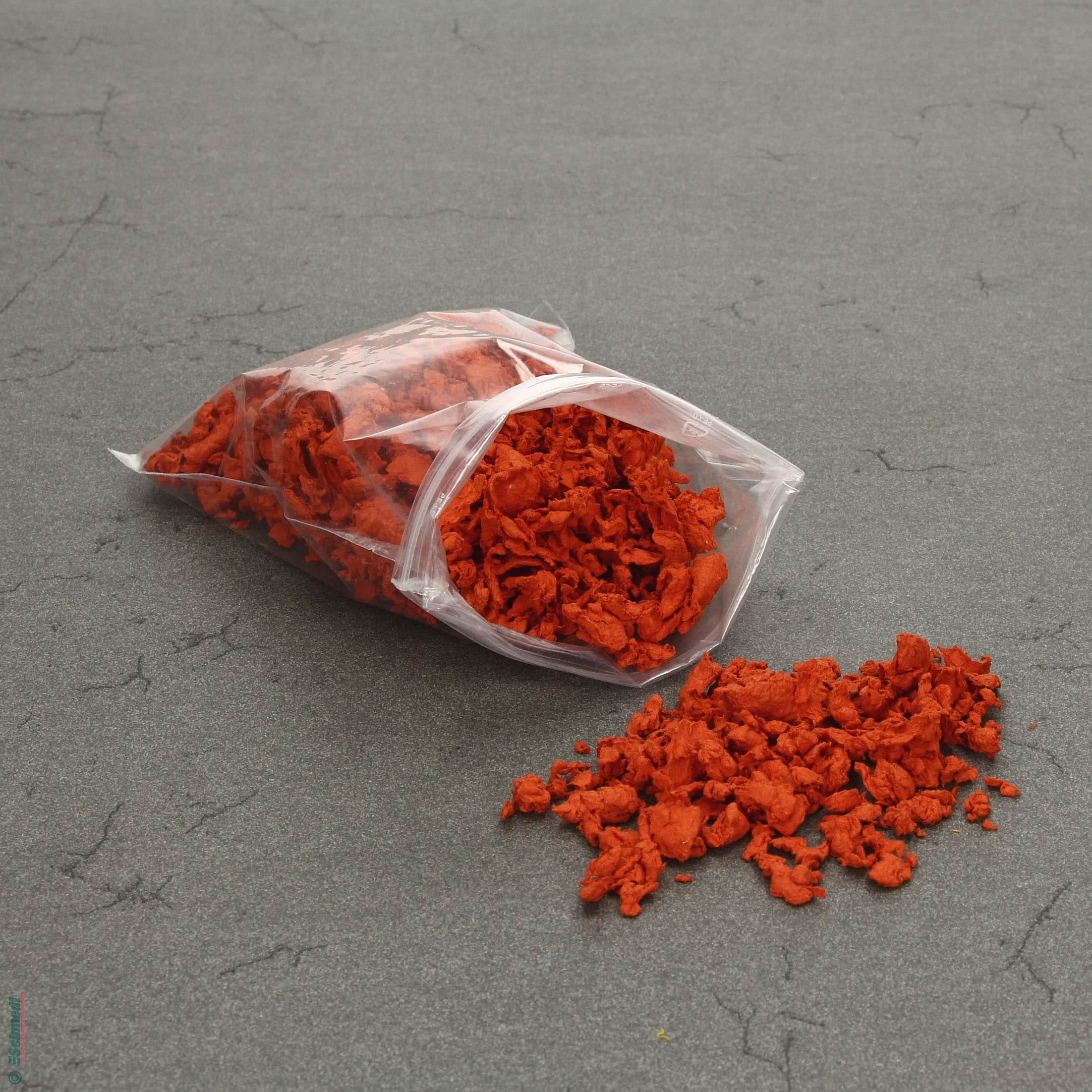 Papierfasern aus reiner Baumwolle - Farbe 006 - orange - zur Herstellung von Faserbrei bei der Papierrestaurierung...