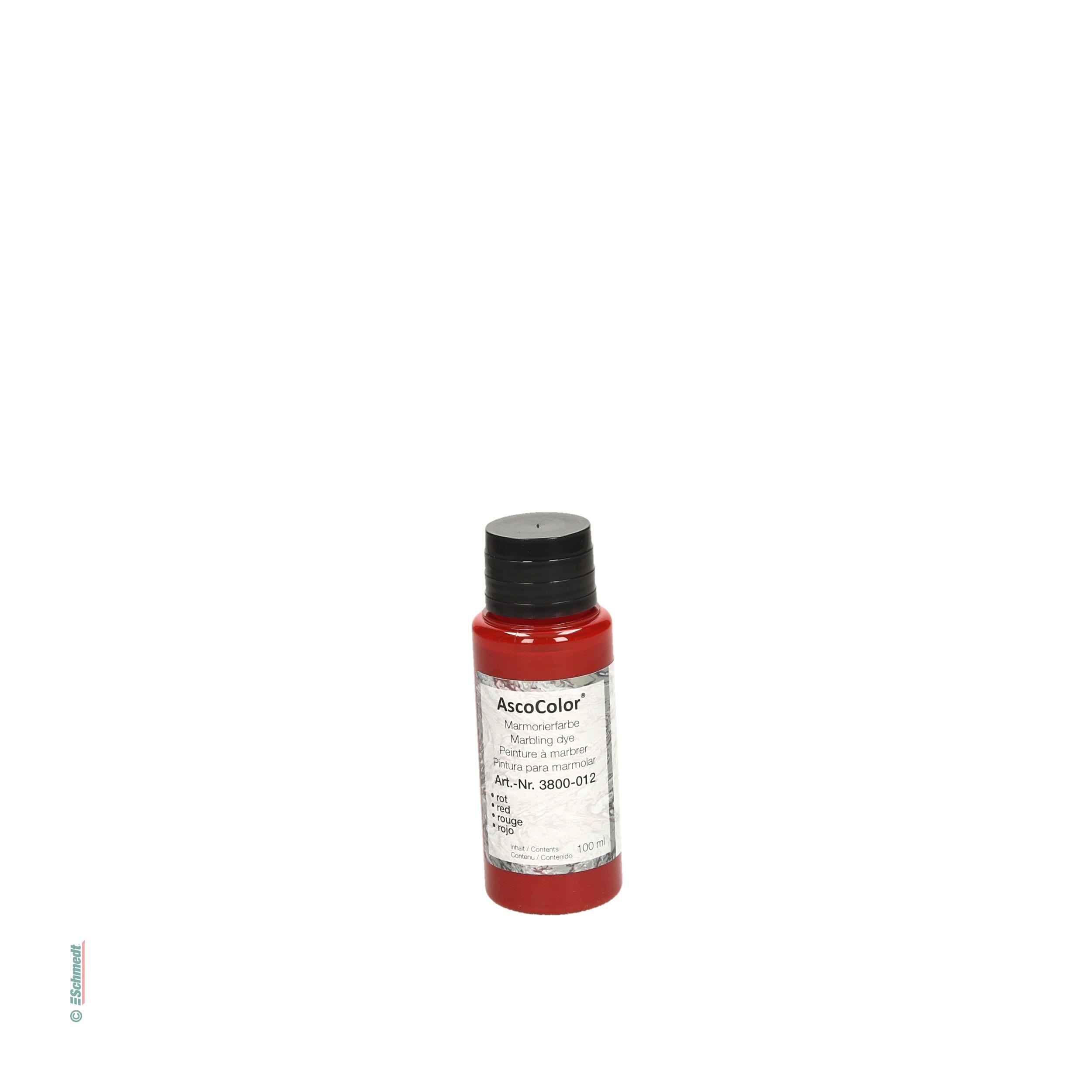 AscoColor® Marmorierfarbe - Farbe rot - Gebindegröße Flasche / 100 ml - zur Herstellung marmorierter Papiere... - Bild-1