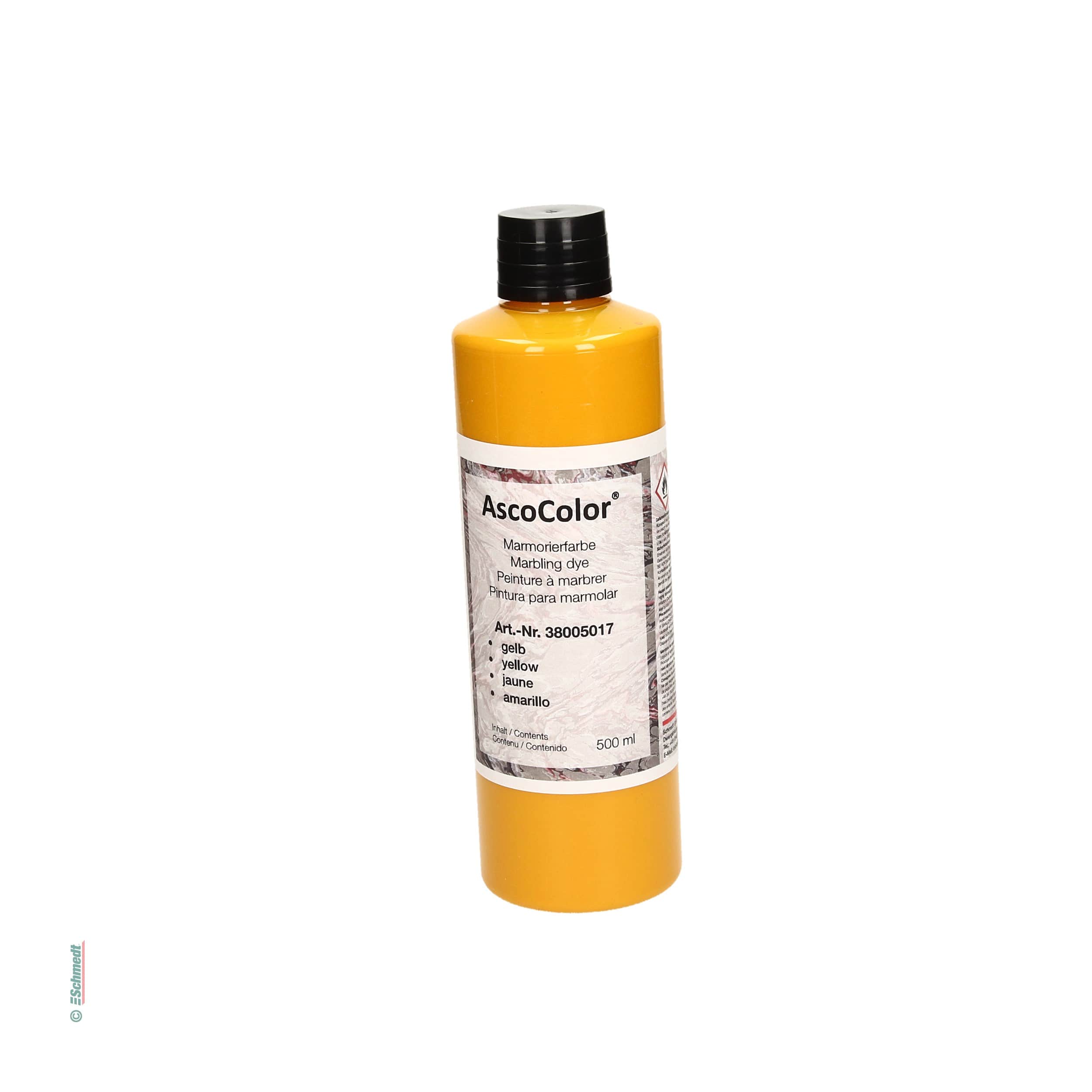 AscoColor® Marmorierfarbe - Farbe gelb - Gebindegröße Flasche / 500 ml - zur Herstellung marmorierter Papiere... - Bild-1