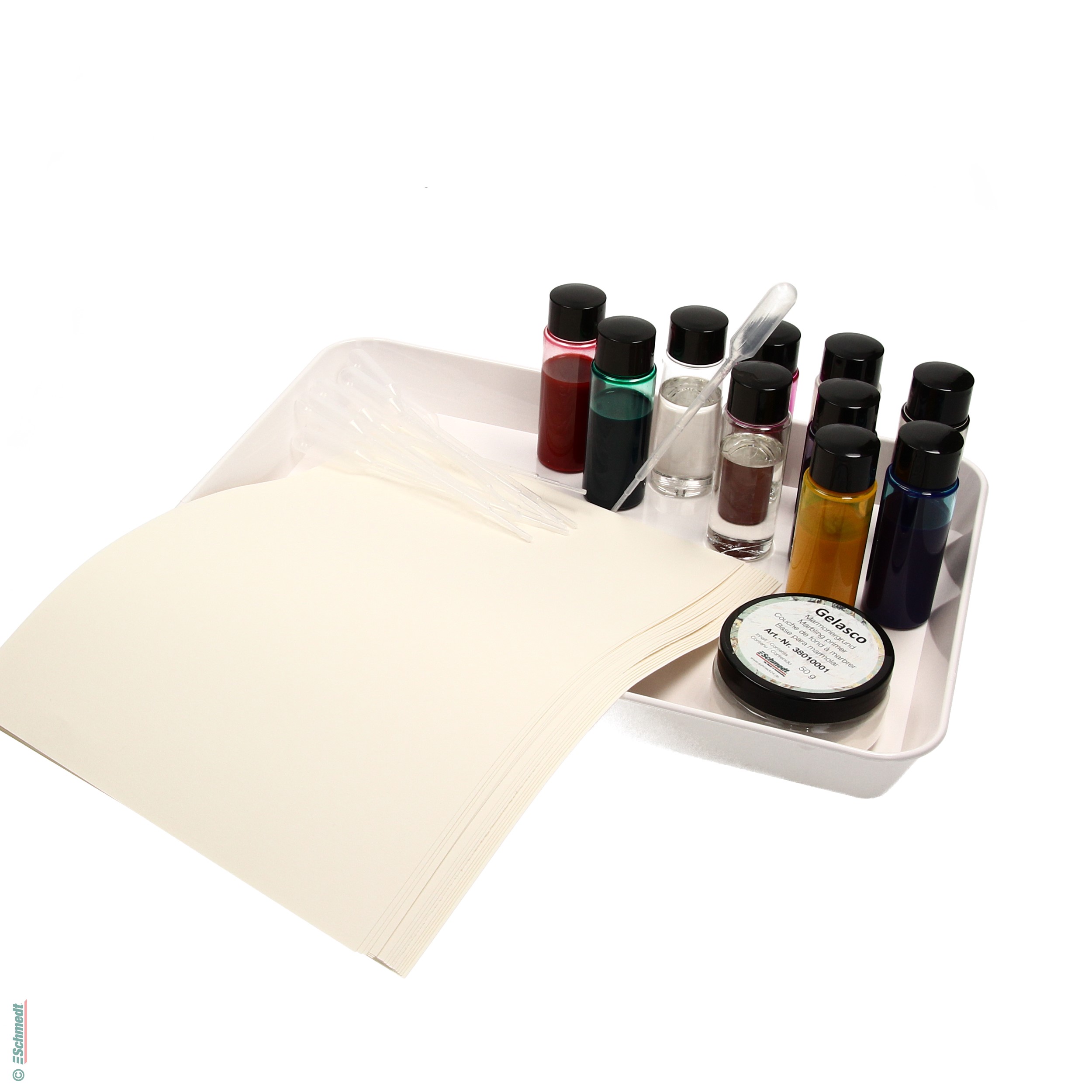 AscoColor® Marmorierfarben - Starterset - spezielle, auf Ölbasis aufgebaute Farbe - zur Herstellung marmorierter Papiere... - Bild-1