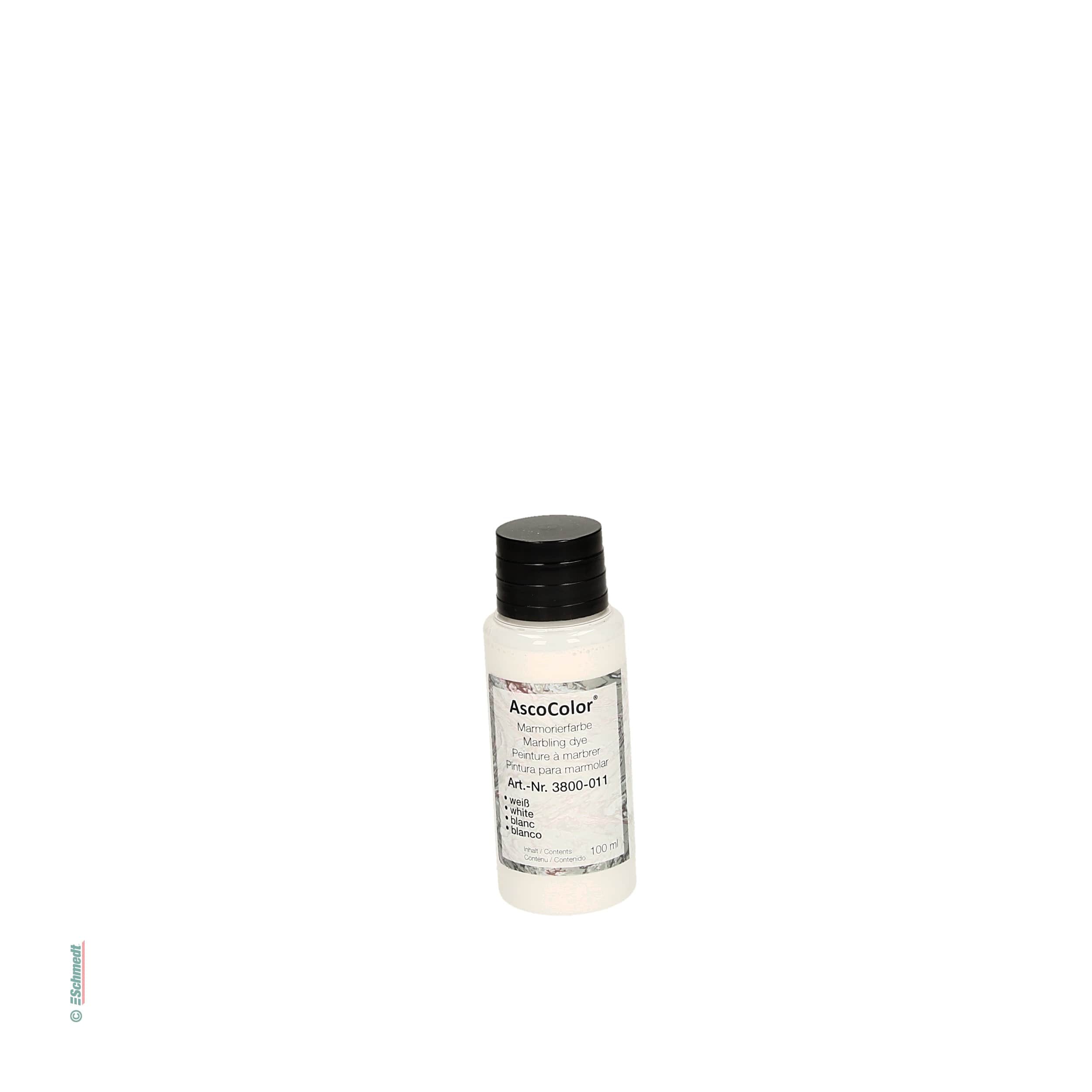 AscoColor® Marmorierfarbe - Farbe weiß - Gebindegröße Flasche / 100 ml - zur Herstellung marmorierter Papiere... - Bild-1